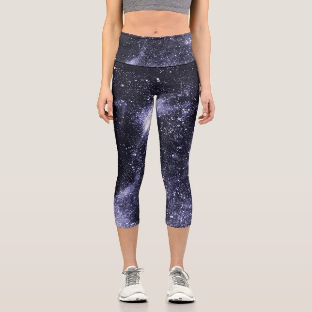 Leggings Capri Violet violet noir galaxie abstraite (Recto)