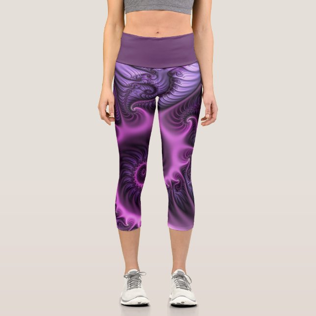 Leggings Capri Vivid Cool Abstrait rose violet Fractal Art Spiral (Recto)