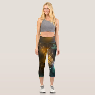 Leggings Capri Vol de libellule verte lumineuse
