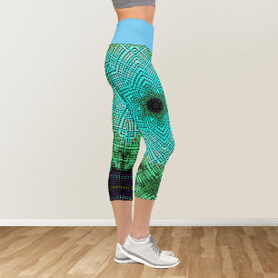 Leggings Capri Weaver Mandala bleu et vert