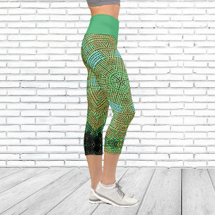 Leggings Capri Weaver Mandala Green et Orange