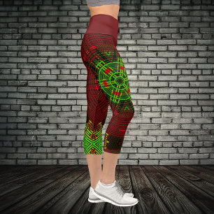 Leggings Capri Weaver Mandala rouge et vert