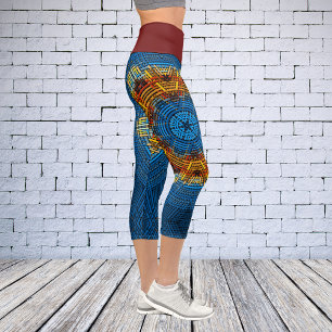 Leggings Capri Weer Mandala bleu jaune et rouge