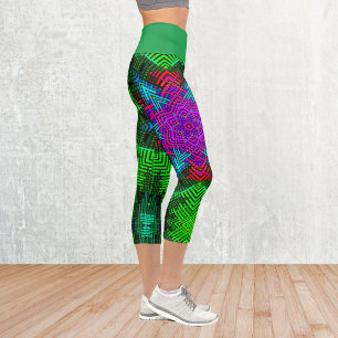 Leggings Capri Weer Mandala rose bleu et vert