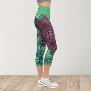Leggings Capri Weer Mandala Vert Bleu et Rouge