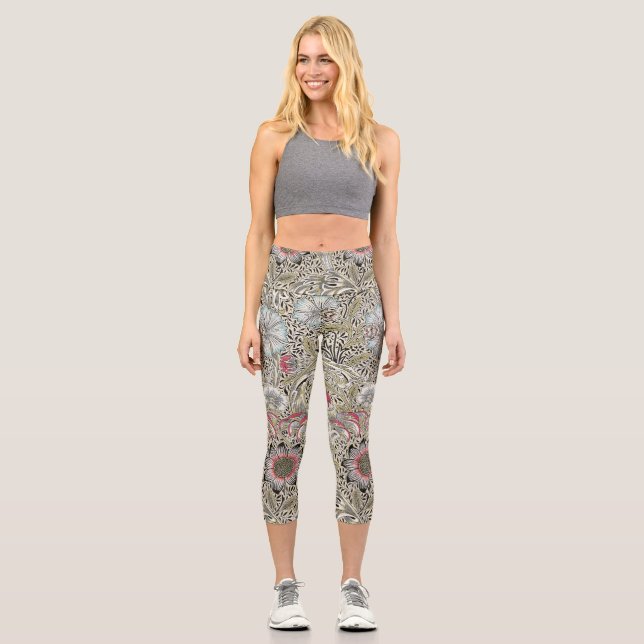 Leggings Capri William Morris Corncocktail fond d'écran floral (Recto)