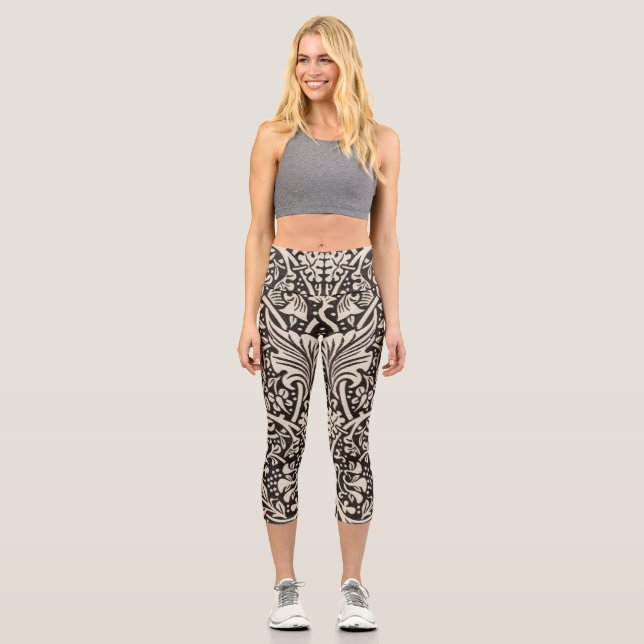 Leggings Capri William Morris Daffodil Papier peint floral (Recto)