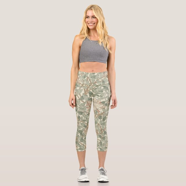 Leggings Capri William Morris Honeysuckle Vert Floral (Recto)