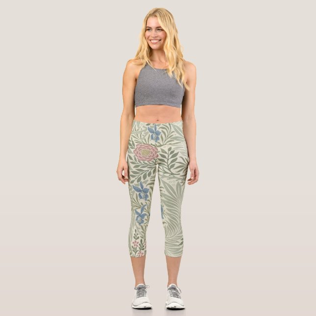 Leggings Capri William Morris Larkspur Fond d'écran floral (Recto)