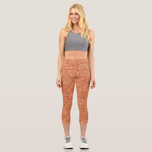 Leggings Capri William Morris Mallow Fond d'écran floral (Recto)