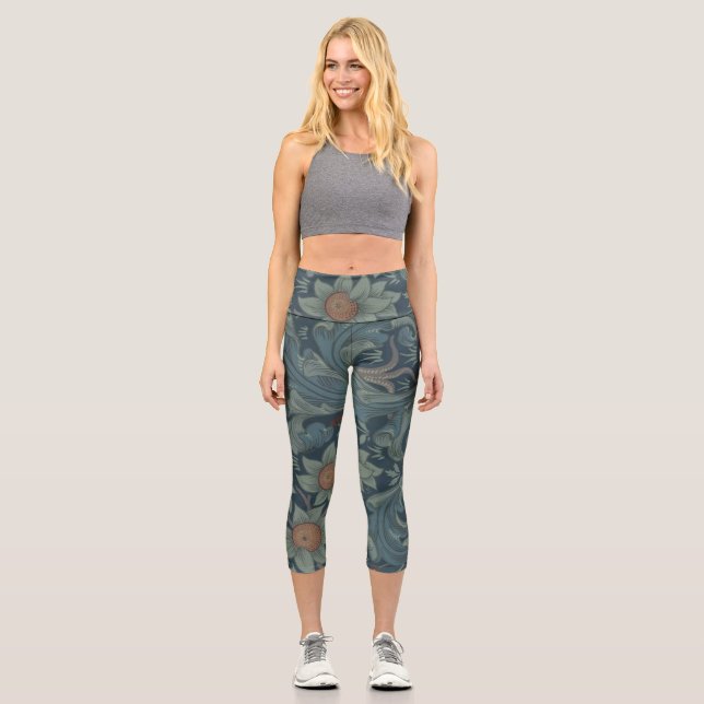 Leggings Capri William Morris Orchard Art Motif (Recto)