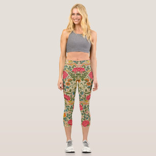 Leggings Capri William Morris Rose Floral Chintz rose