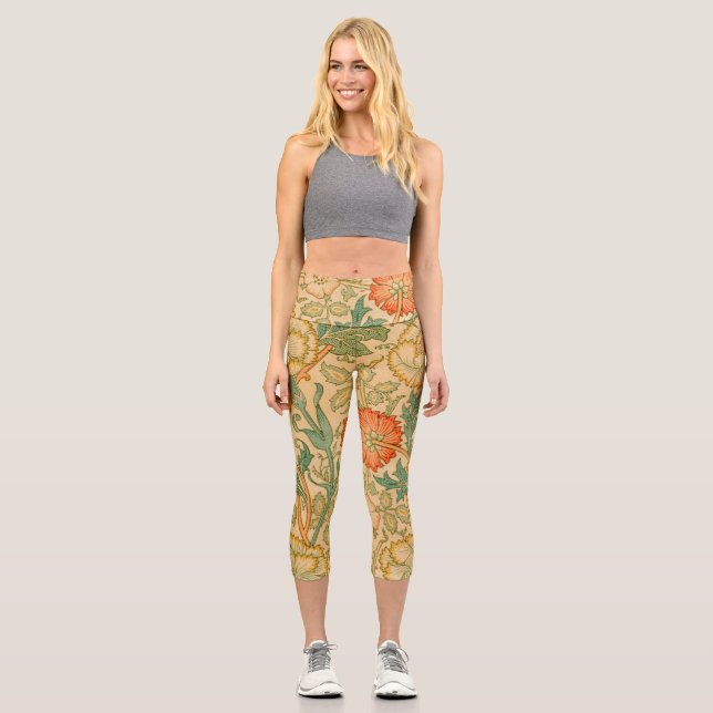 Leggings Capri William Morris's Pink et Rose célèbre motif (Recto)