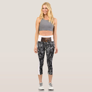 Leggings Capri "Yoga capris noir floral à haute taille"