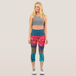 Leggings Capri Yoga coloré Abstrait / Exercice haut taille