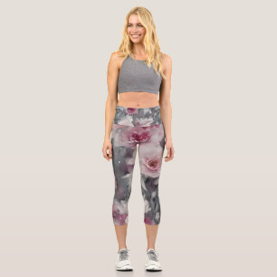 Leggings Capri Yoga floral coloré