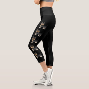 Leggings Capri Yorkshire Terrier Yorkie de bande dessinée noir et