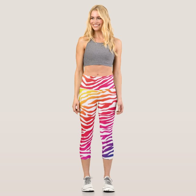 Leggings Capri Zèbre arc-en-ciel (Recto)