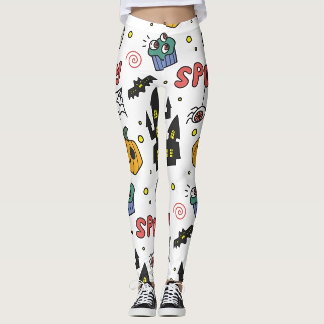 Leggings Caractères d'Halloween : Motif Whimsical Seamless (Devant)