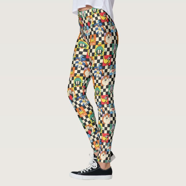 Leggings Caractères LOONEY TUNES™ sur Checker noir et blanc (Gauche)