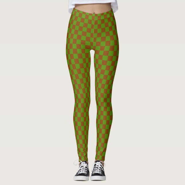 Leggings Caramel apple checkered board pattern (Devant)
