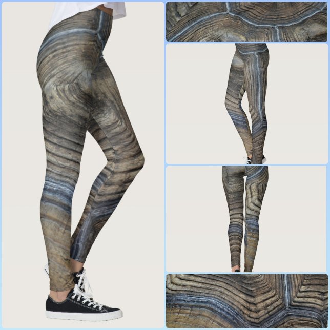 Leggings Carapace de Tortue Gris et Brun Motif Naturel Edge (Créateur téléchargé)