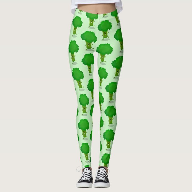 Leggings Caricature de brocoli dansant Cute kawaii (Devant)