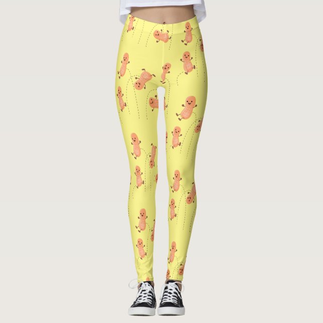 Leggings Caricature de cacahuètes joyeux sautillant (Devant)