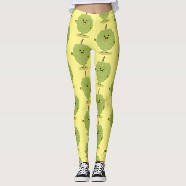 Leggings Caricature de chérimoya à la crème anglaise (Devant)