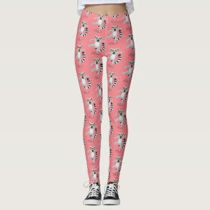Leggings Caricature de danse lémurienne en anneau mignon