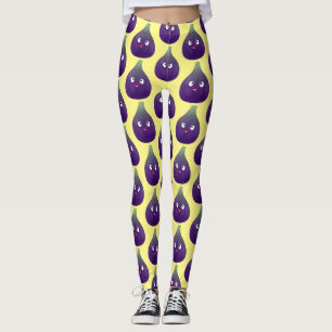 Leggings Caricature de fruits mauve joyeux aux figues