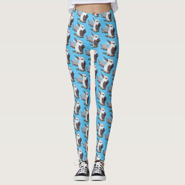 Leggings Caricature de kookaburra drôle et drôle (Devant)