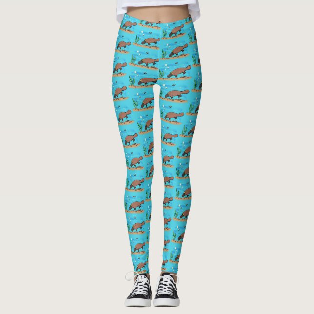 Leggings Caricature de natation de Cute platypus (Devant)