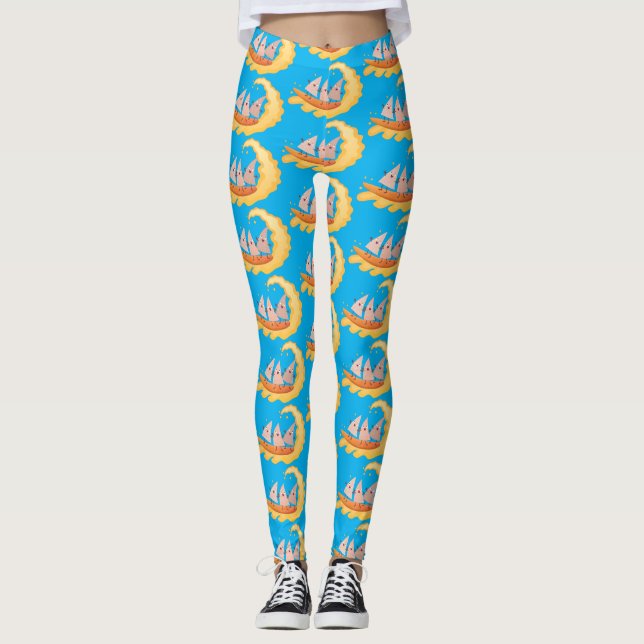 Leggings Caricature de surf pour chips de maïs mignonette n (Devant)