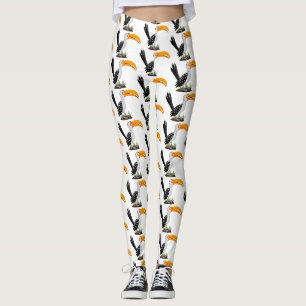 Leggings Caricature d'oiseau de safari de barbecue jaune am