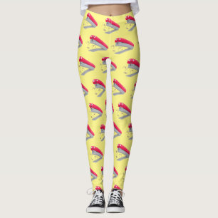 Leggings Caricature en agrafeuse rouge pâle