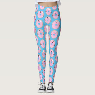 Leggings Caricature joli beignet rose vitré