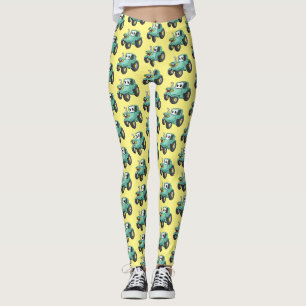 Leggings Caricature joli tracteur vert joyeux