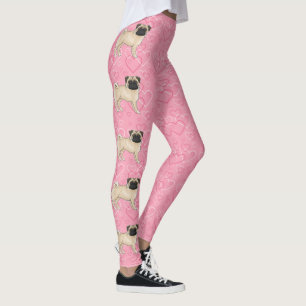Leggings Carlin Fun Chien Cartoon Mops Love Heart Motif ros