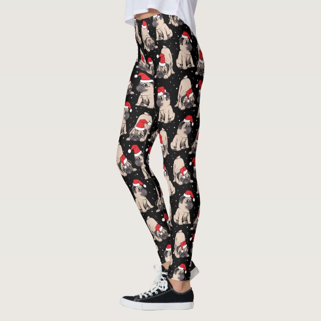 Leggings Carlins en Santa Hats Motif de Noël (Gauche)