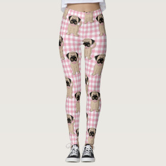 Leggings Carlins mignons sur les chèques roses