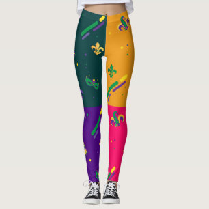 Leggings Carnaval de Mardi Gras Fleur de Lis Diamond Harleq