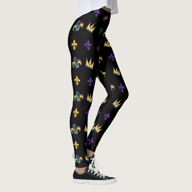 Leggings Carnaval de Mardi Gras Fleur de Lis Diamond Harleq (Droite)