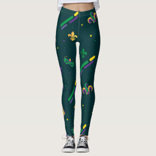 Leggings Carnaval de Mardi Gras Fleur de Lis Diamond Harleq