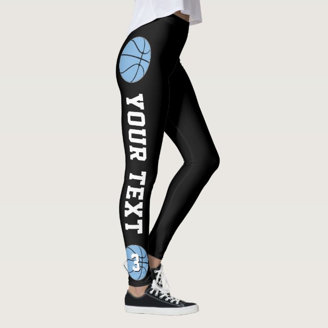 Leggings Carolina Bleu clair Basket Personnalisé Texte/Numé (Droite)