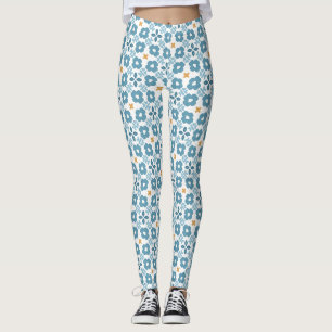 Leggings Carreau Floral Méditerranéen