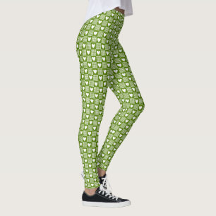 Leggings Carreaux à patchwork en gingham vert avocat