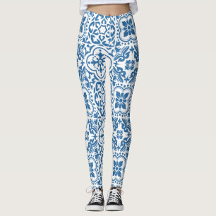 Leggings Carreaux bleu portugais 2