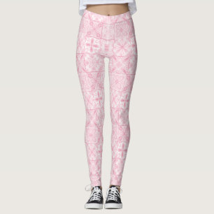Leggings Carreaux ornés en rose