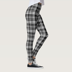 Leggings Carreaux Tartan Gris Noir Blanc